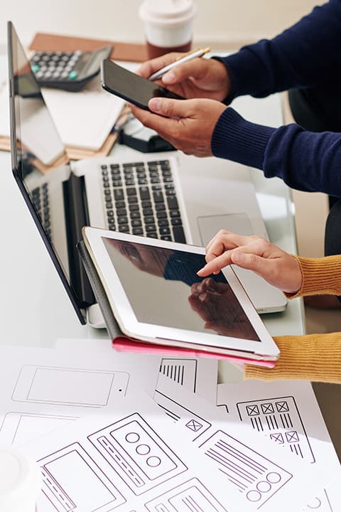 two web designers designing a web site